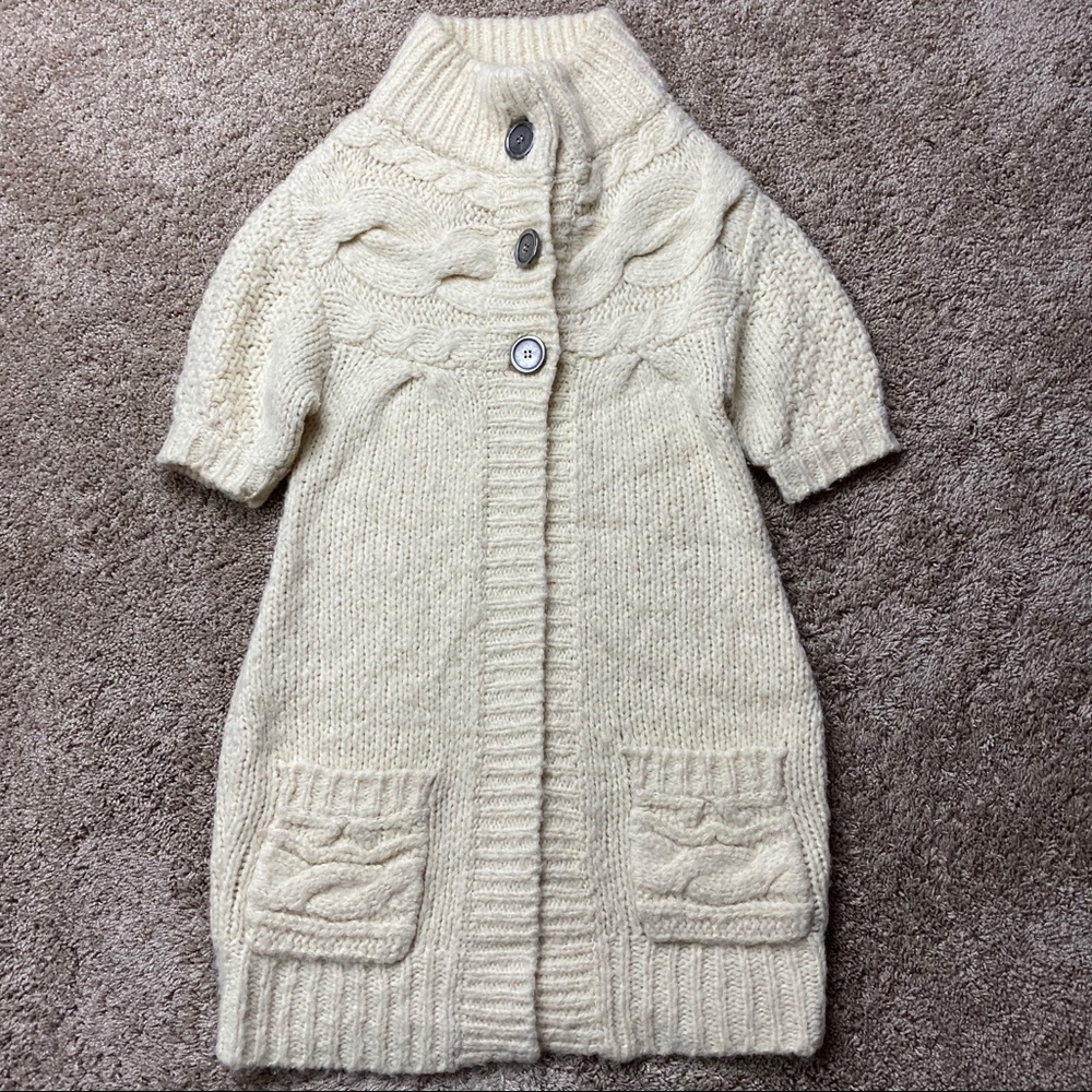 Free People Long Chunky Cream Cardigan Sz Small